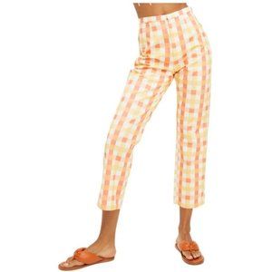 FREE PEOPLE She's All That Plaid Crop High Waist Trouser - Size 12